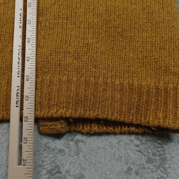 Vintage 60s Cardigan Mens Medium Brown Shetland Suede Leather Sweater Wickbury - Picture 6 of 7